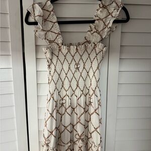 Elegant Cream and Brown Women's Dress